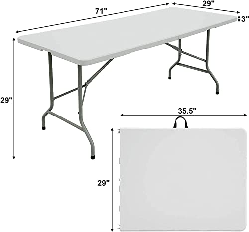 6ft Folding Table White Plastic Portable Indoor Outdoor U360682