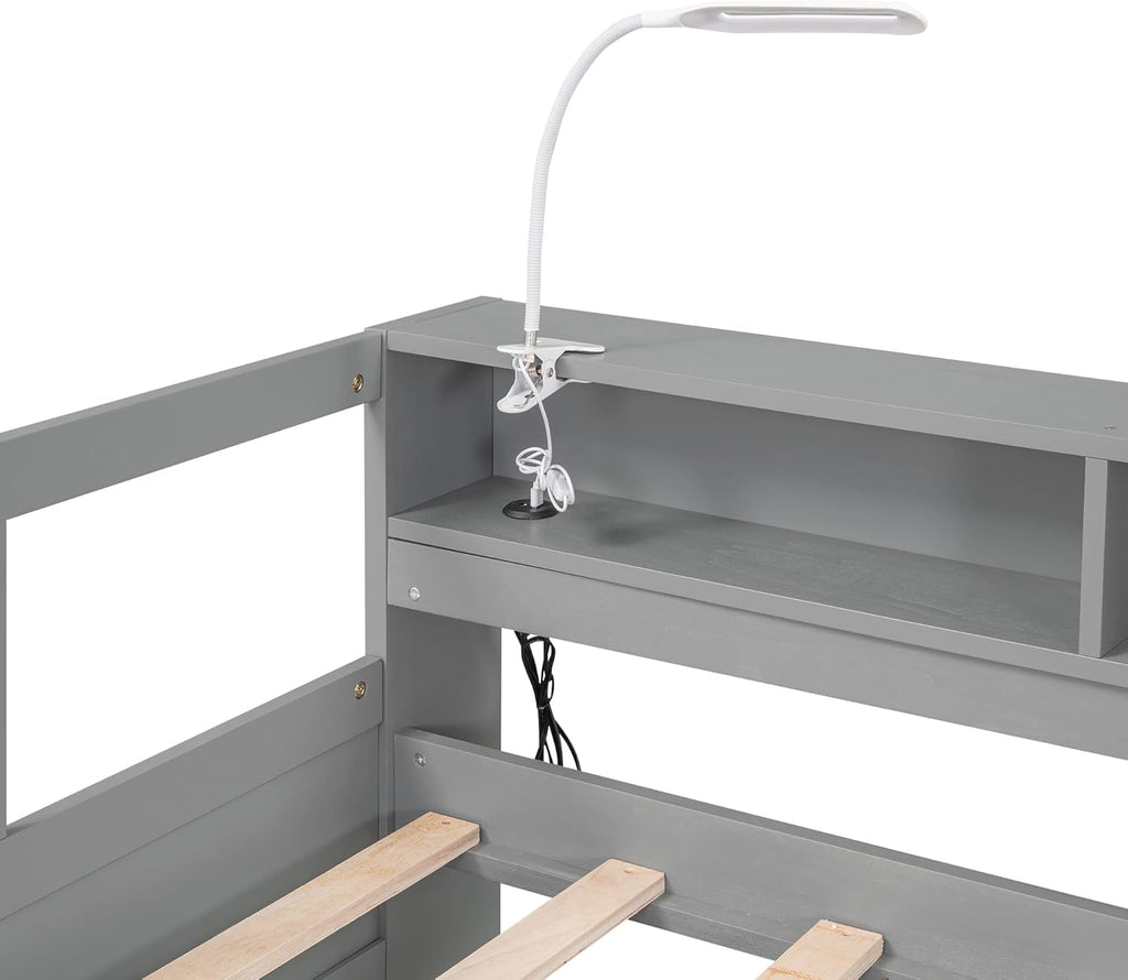 Twin XL Daybed with 2 Trundle Beds and Storage Headboard E82479