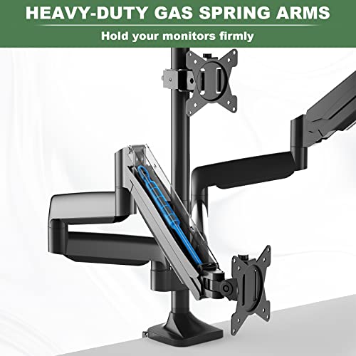 Triple Monitor Desk Mount for Three Flat or Curved Screens up to 27 Inch, VESA 75x75/100x100mm E3141