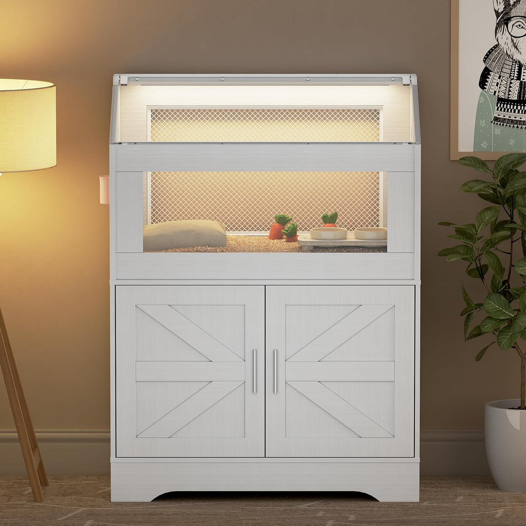 Hamster Cage with Storage Cabinet, Ventilated Habitat for Small Animals S428080