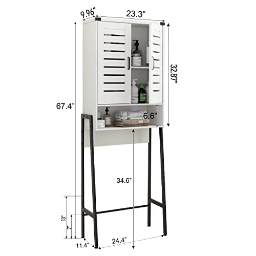 Over Toilet Storage Cabinet with 2-Door Blinds, White I26164