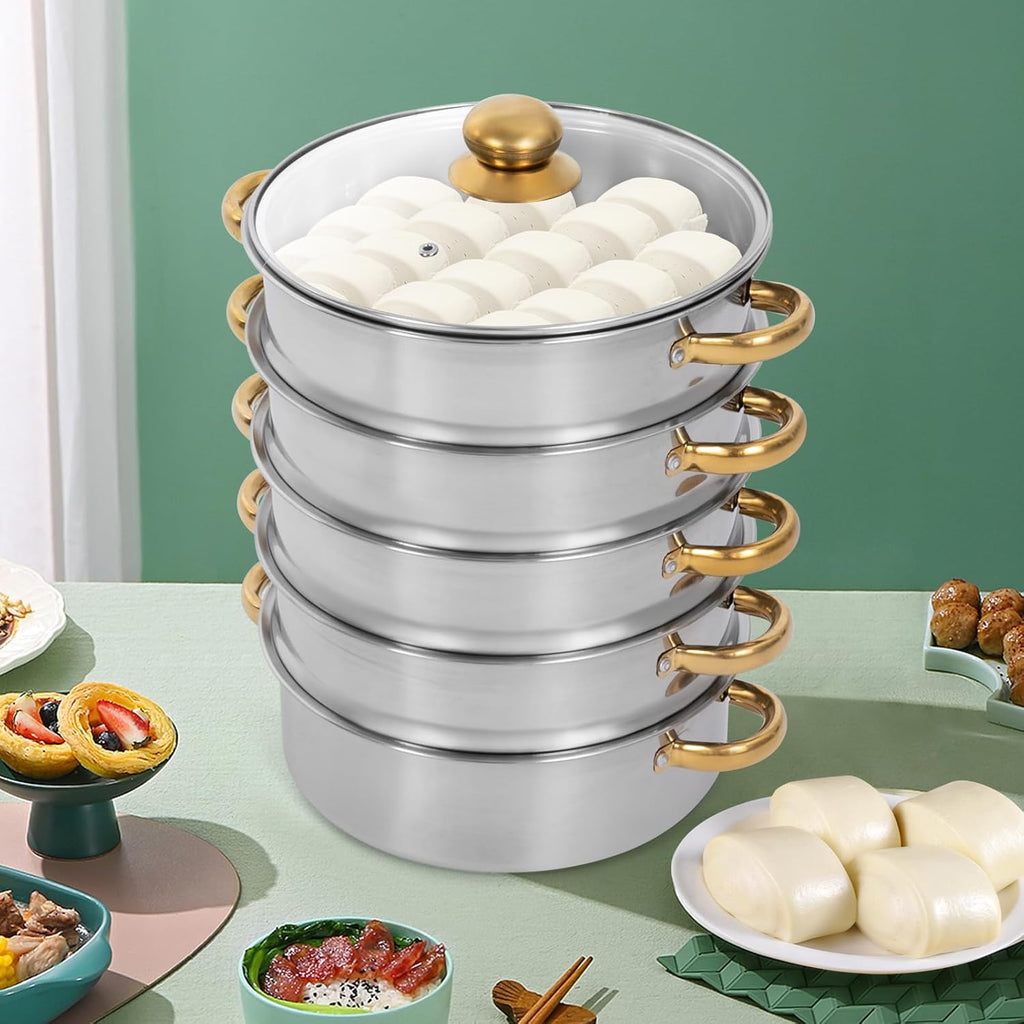 26cm Stainless Steel Steamer Pot with Glass Lid T7692