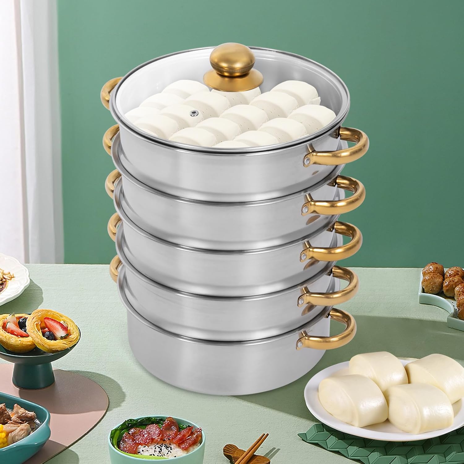 26cm Stainless Steel Steamer Pot with Glass Lid T7692