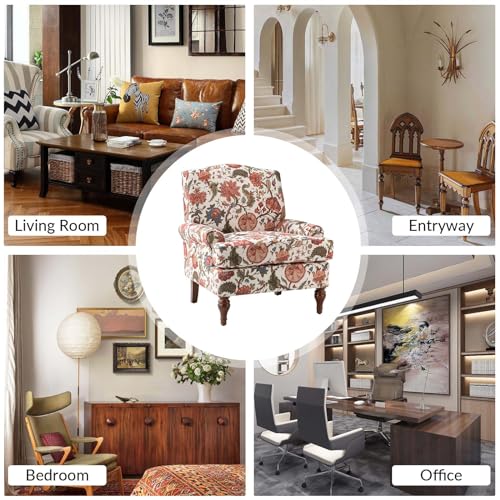 Modern Upholstered Accent Chair with Retro Wood Legs and Removable Cushion V632