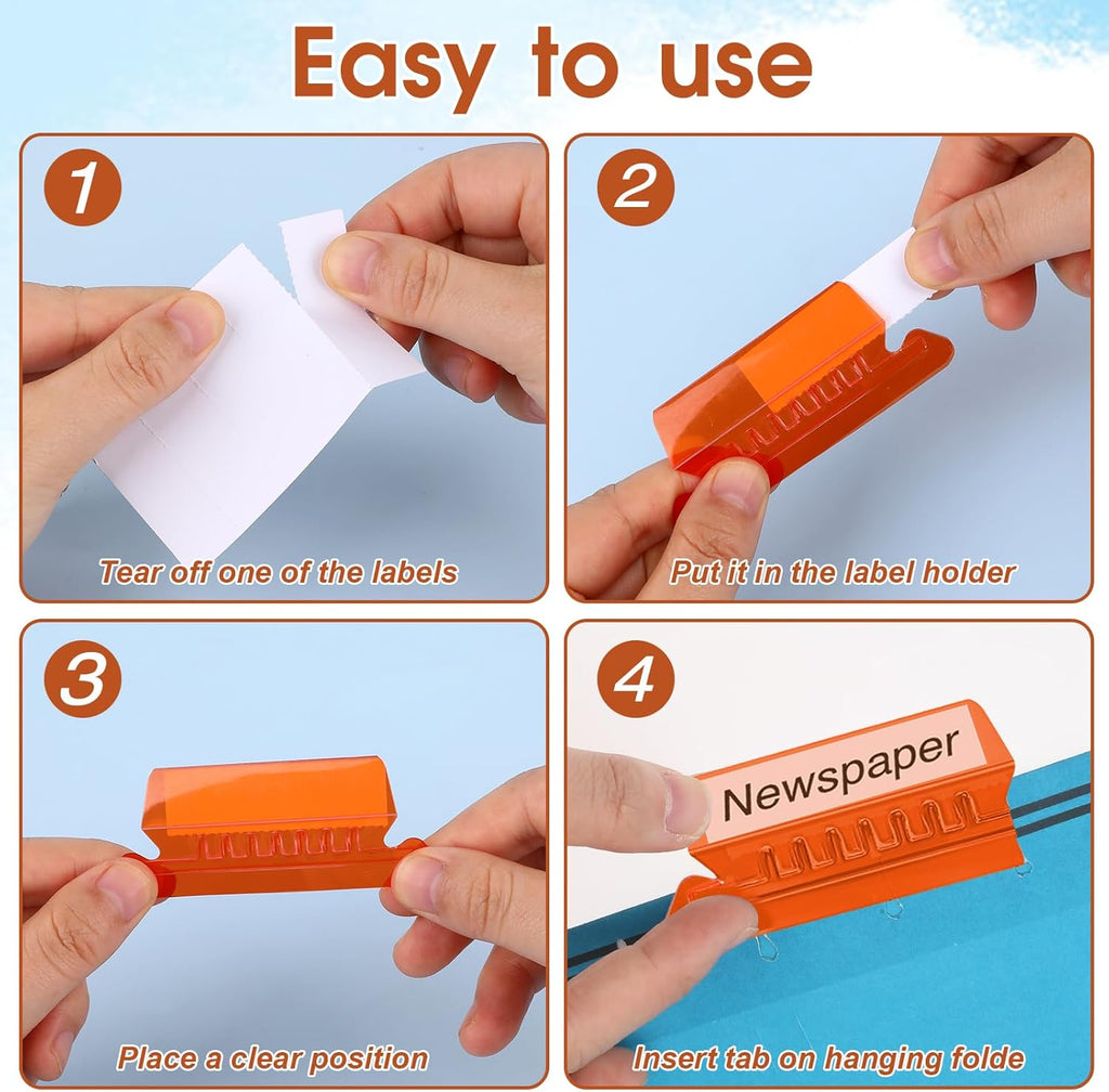 50 Pcs Multicolor File Folder Labels with Plastic Tabs L6352