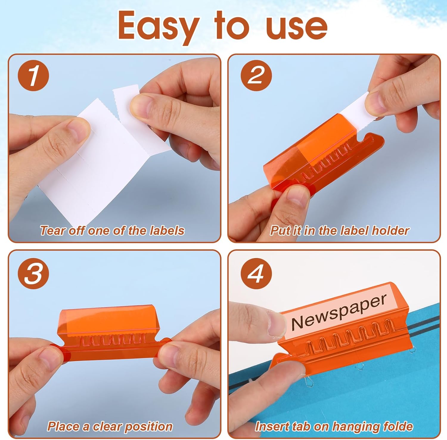 50 Pcs Multicolor File Folder Labels with Plastic Tabs L6352