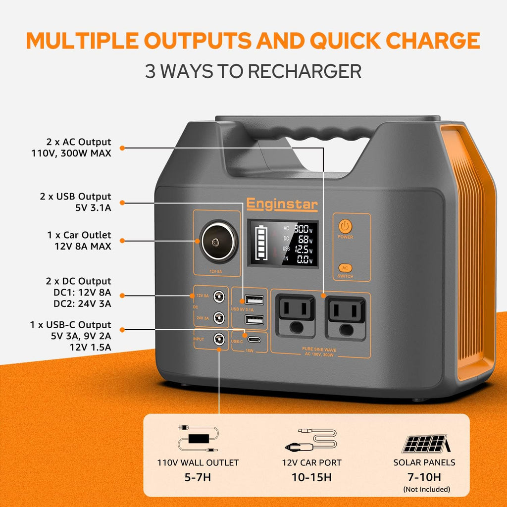300W Solar Generator with 60W Solar Panel, 80000mAh Portable Power Station K31625