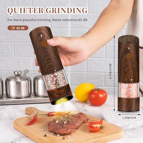 Electric Salt and Pepper Grinder Set, Adjustable Coarseness, Rechargeable, 2 Pack A38464