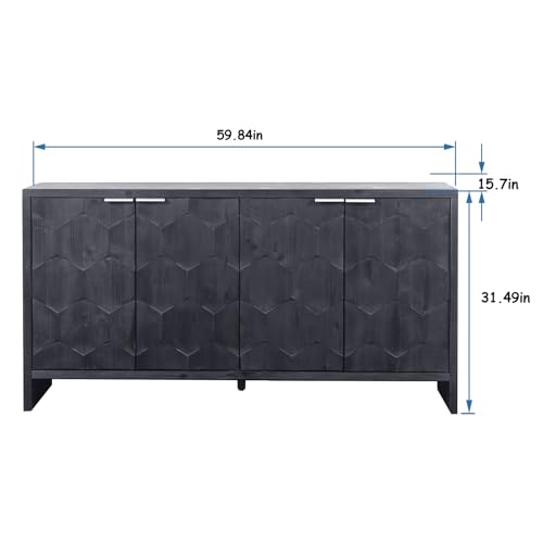 3-Door Sideboard Storage Cabinet with Wooden Texture A7503