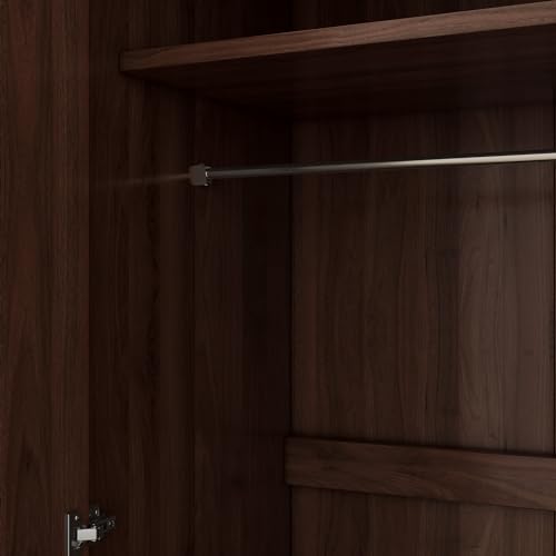 Wooden 2-Door Wardrobe with Shelves and Hanging Rail D6011