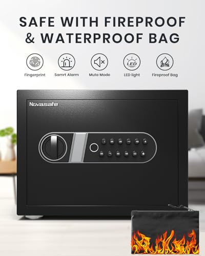Fingerprint Home Safe Box with Fireproof Waterproof Bag & Key N6827