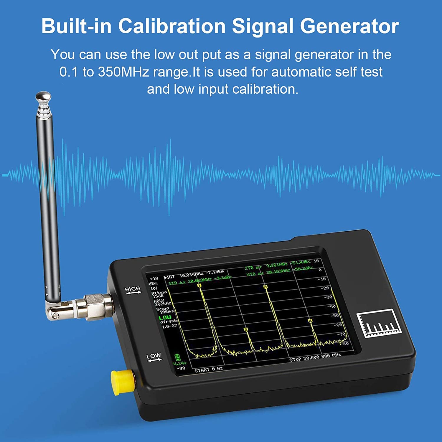 Spectrum Analyzer Handheld, 2.8inch Touchscreen 100KHz-960MHz Portable Frequency Analyzer S83804