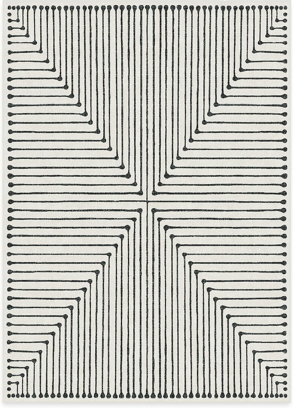 RUGGABLE x Jonathan Adler Washable Rugs 5x7 - Non Slip, Contemporary, Geometric Machine Washable Area Rug, Living Room, Bedroom, Dining Room, Indoor Rug, Inkdrop Black/Ivory 5'x7' (Standard Pad)