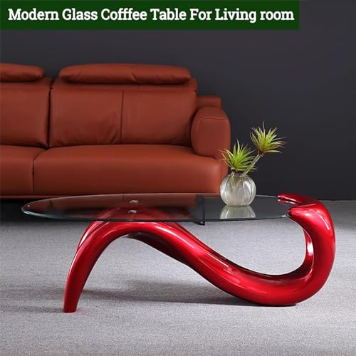 Oval Glass Coffee Table for Living Room N137