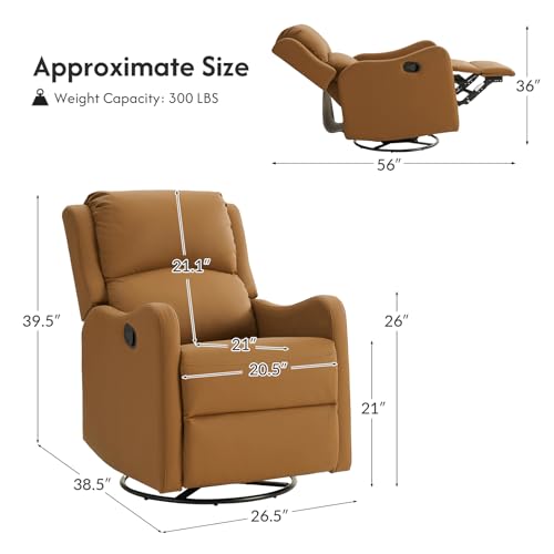 Swivel Rocker Recliner Chairs Set of 2, Faux Leather Manual Recliners for Living Room I78386