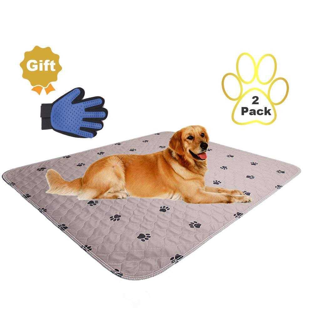 Washable Dog Pee Pads with Puppy Grooming Gloves, Reusable Pet Training Pads, Large Waterproof O323