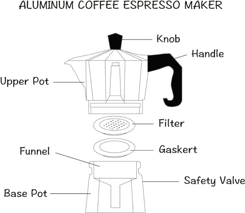 Moka Pot Stovetop Espresso Maker, 3 Cup, Silver Y781389