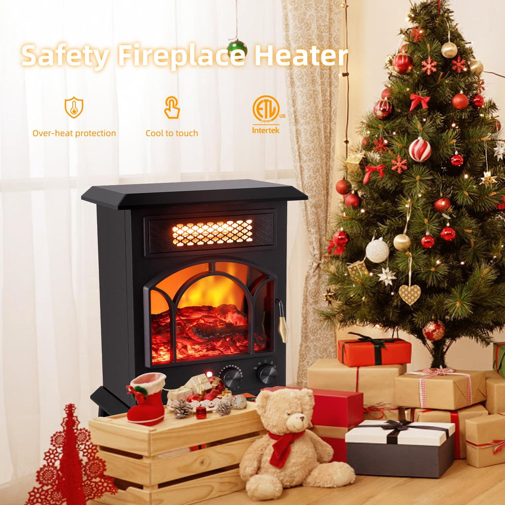 Electric Fireplace Heater, 1500W Portable Infrared Stove with Realistic Flame Effects K372397