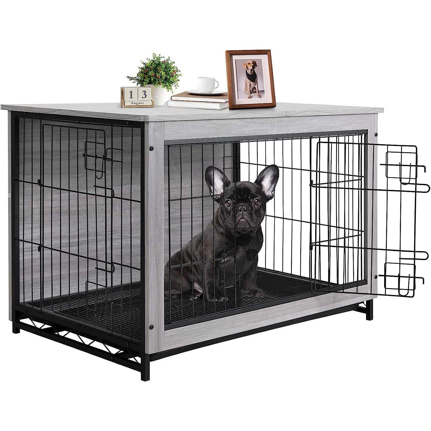 Wooden Dog Crate End Table Indoor Kennel A3275