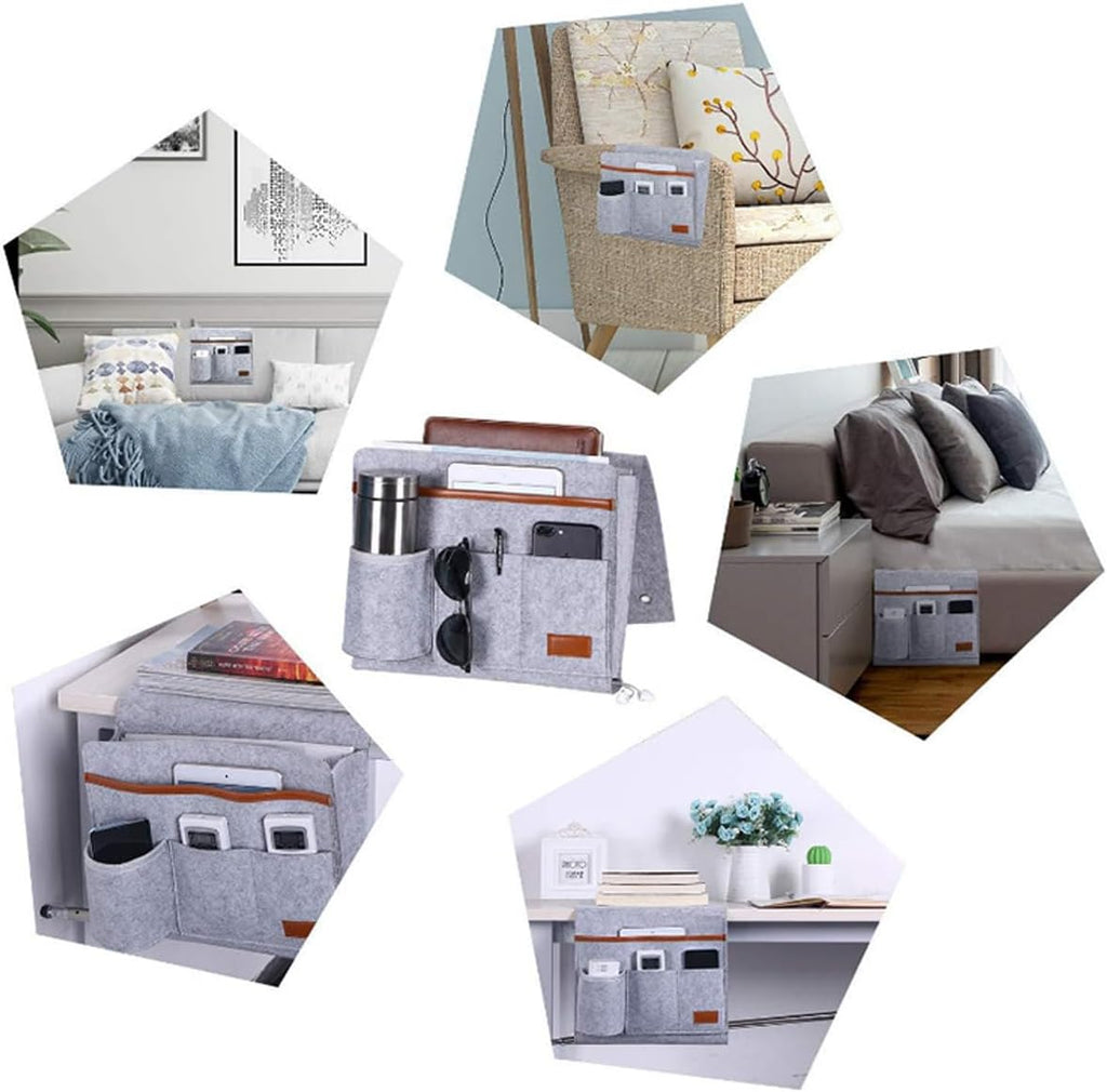 Felt Bedside Caddy with 5 Pockets for Organizer Storage Y592