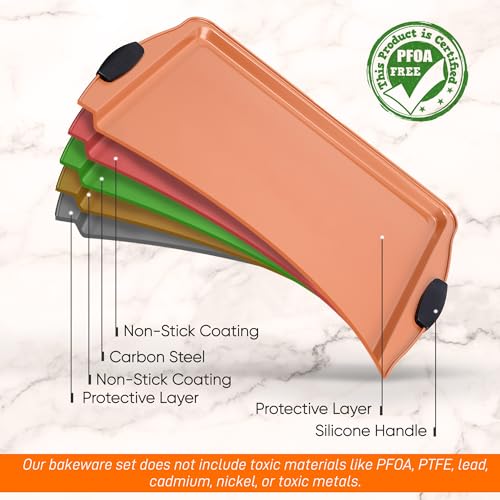 Nonstick Small Cookie Baking Sheet with Silicone Handles, Dishwasher Safe U825
