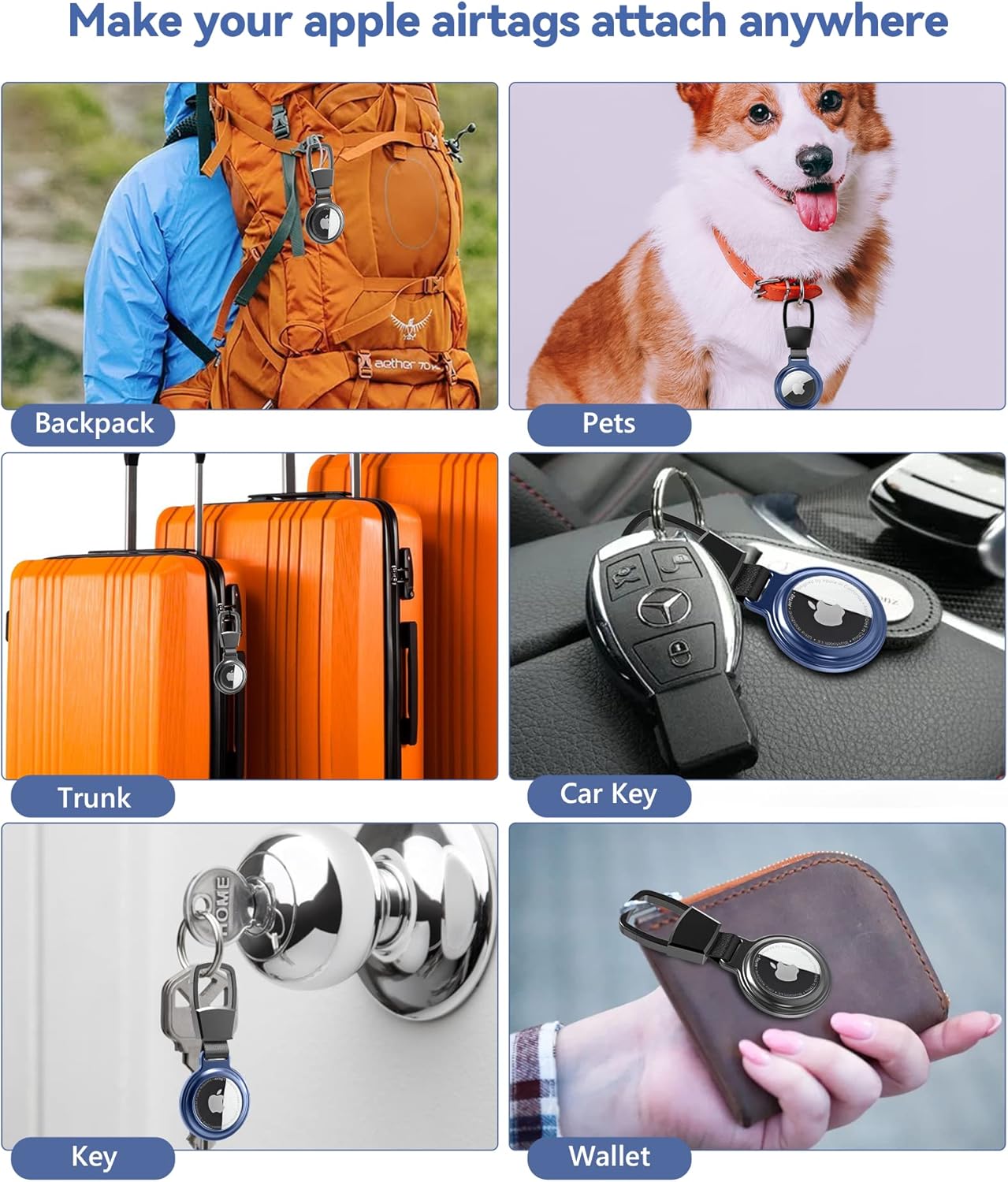 4 Pack AirTag Holder with Anti-Lost Keyring for Luggage Z560