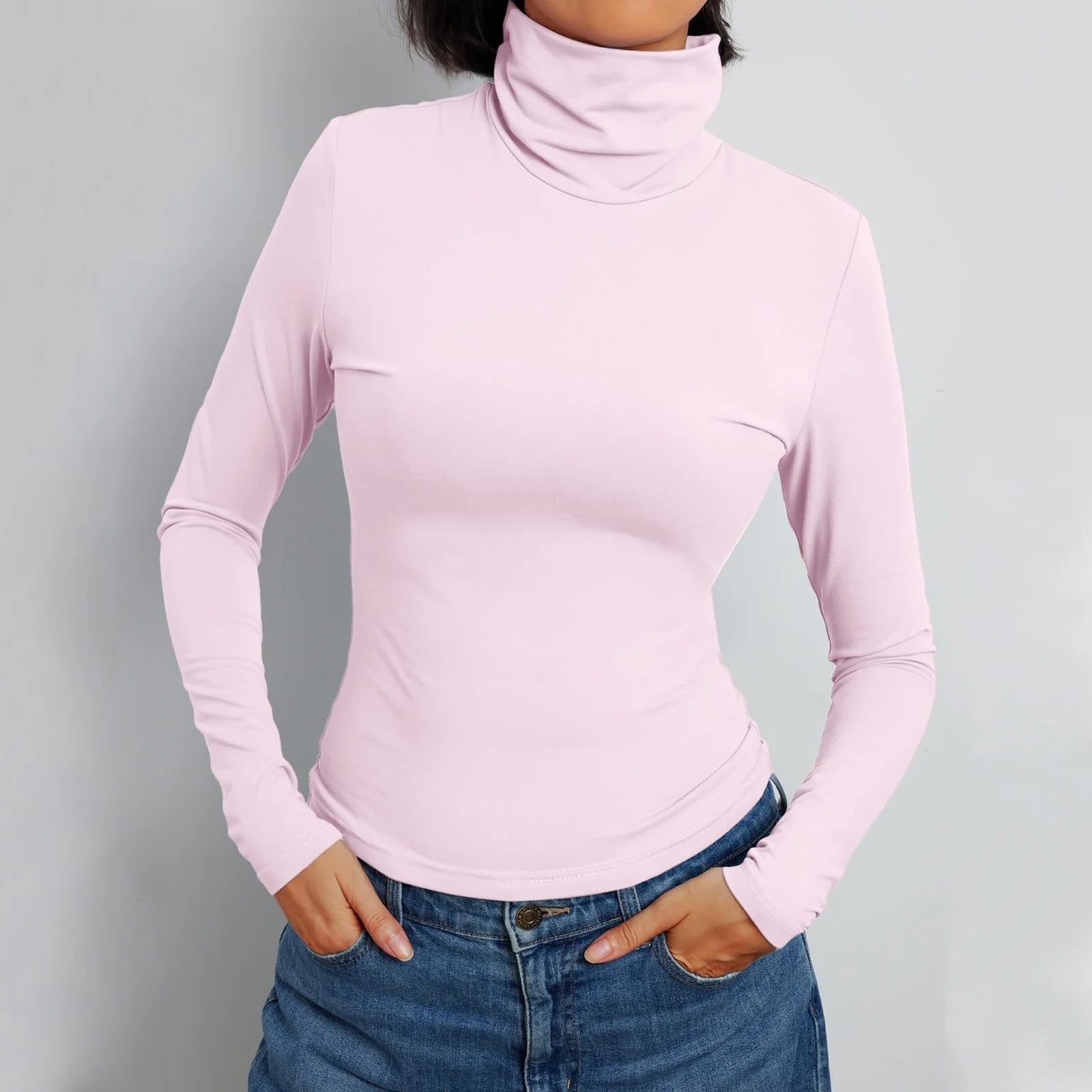 Women's V Neck Long Sleeve Crop Top R54299
