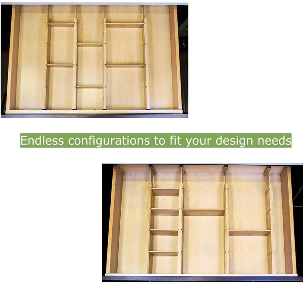 Bamboo Drawer Dividers with 9 Inserts, Expandable, 4 Pack P2038