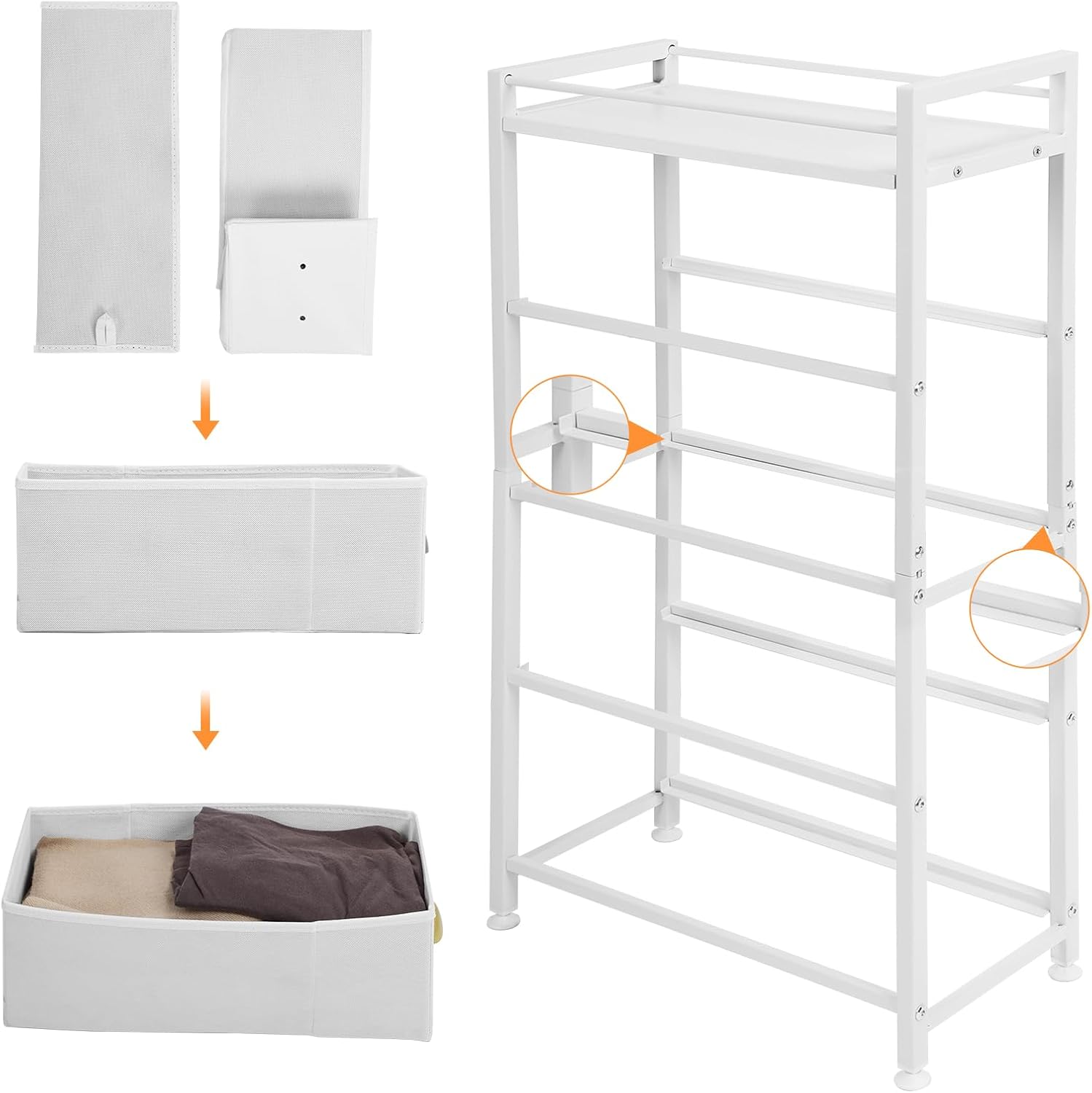 Narrow 4-Drawer Fabric Storage Cabinet with Wooden Top P7690