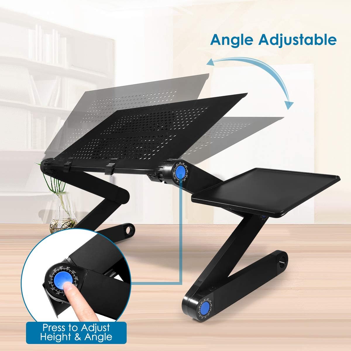Foldable Aluminum Laptop Desk with Cooling Fan and Mouse Pad E7211