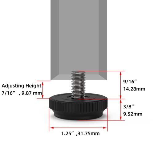 5/16-18 Stainless Steel Adjustable Furniture Leveling Feet (8 Pack) X162319