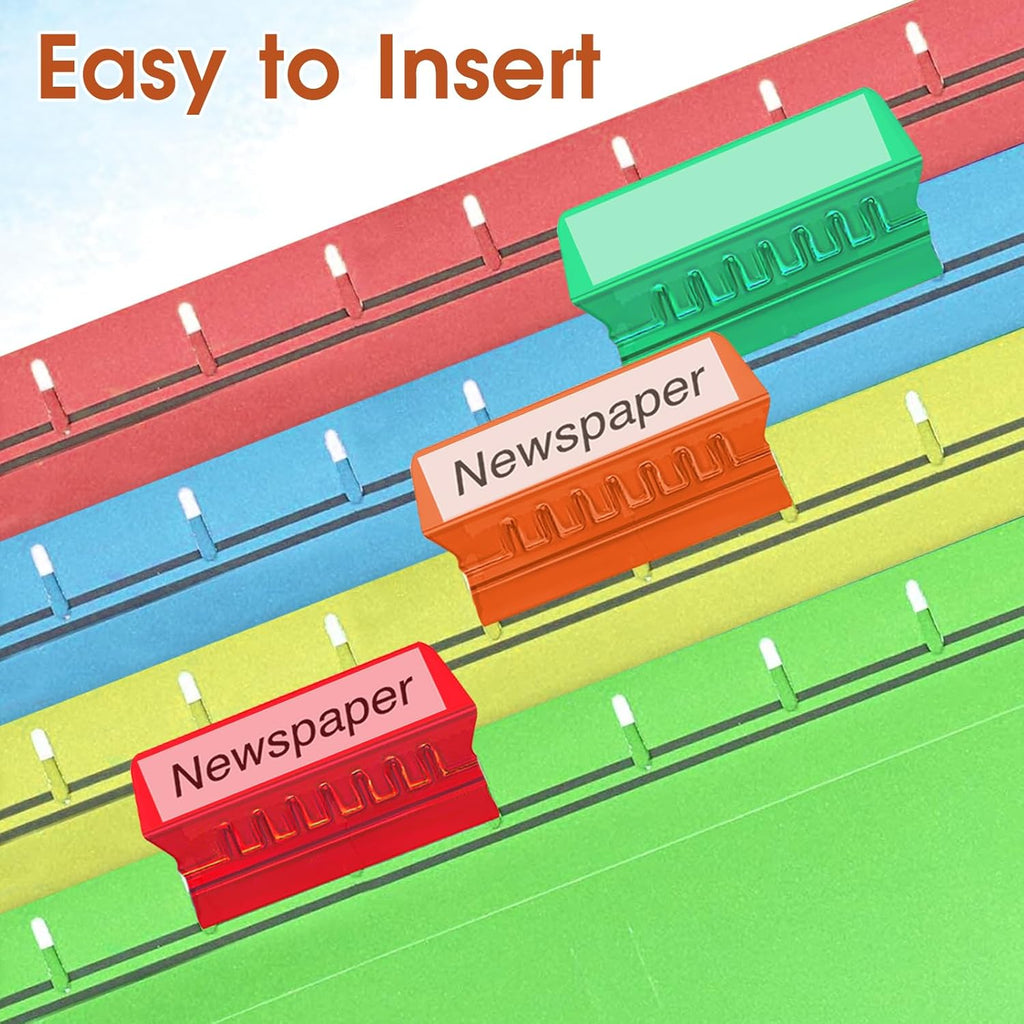 50 Pcs Multicolor File Folder Labels with Plastic Tabs L6352