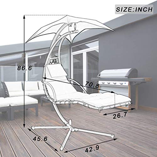 Hammock Chair with Canopy Umbrella and Pillow for Outdoor Patio P610587