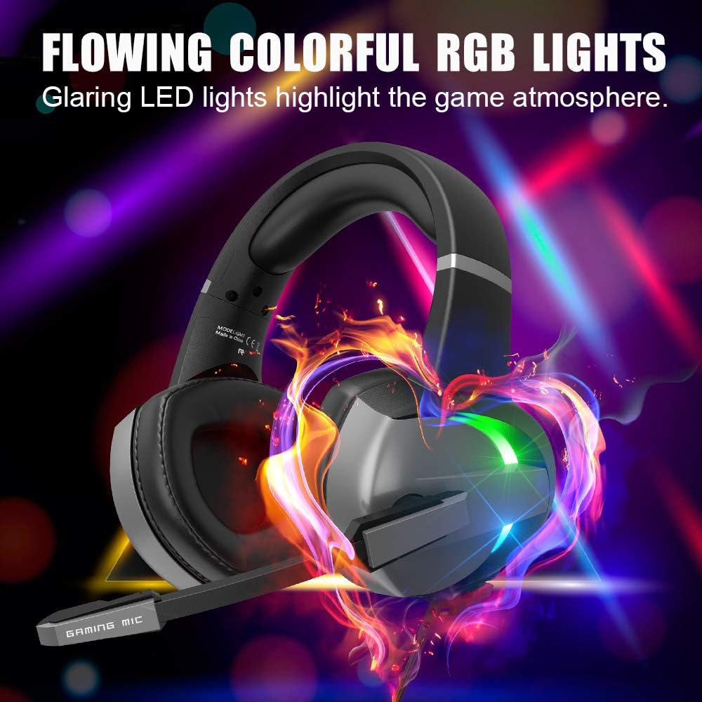 Gaming Headset for PS4, Xbox One, PC, Surround Sound Over Ear Headphones with Noise Canceling Microphone B635
