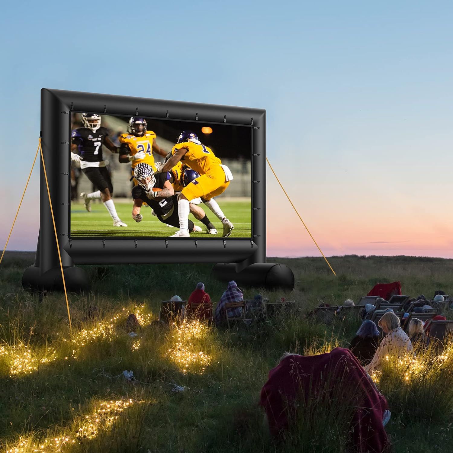 14 ft Outdoor Inflatable Movie Screen with Low-Noise Air Blower, Front Rear Projection for Backyard Home Theater E537