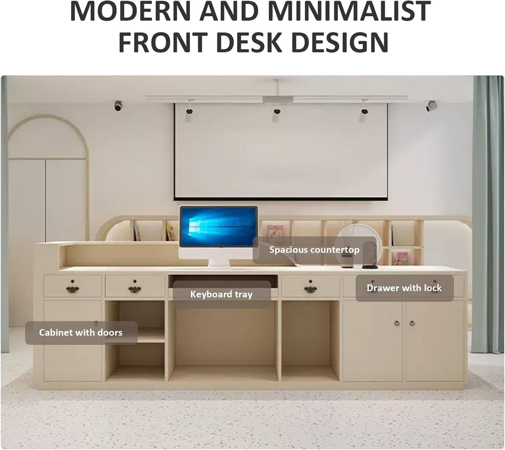 Reception Desk with LED Light, Lockers and Storage Shelves X155433