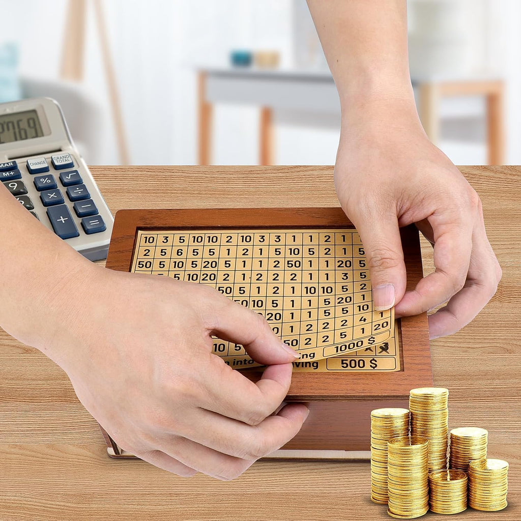 Wooden Savings Box with Coin Counter, 8 Inches S70551
