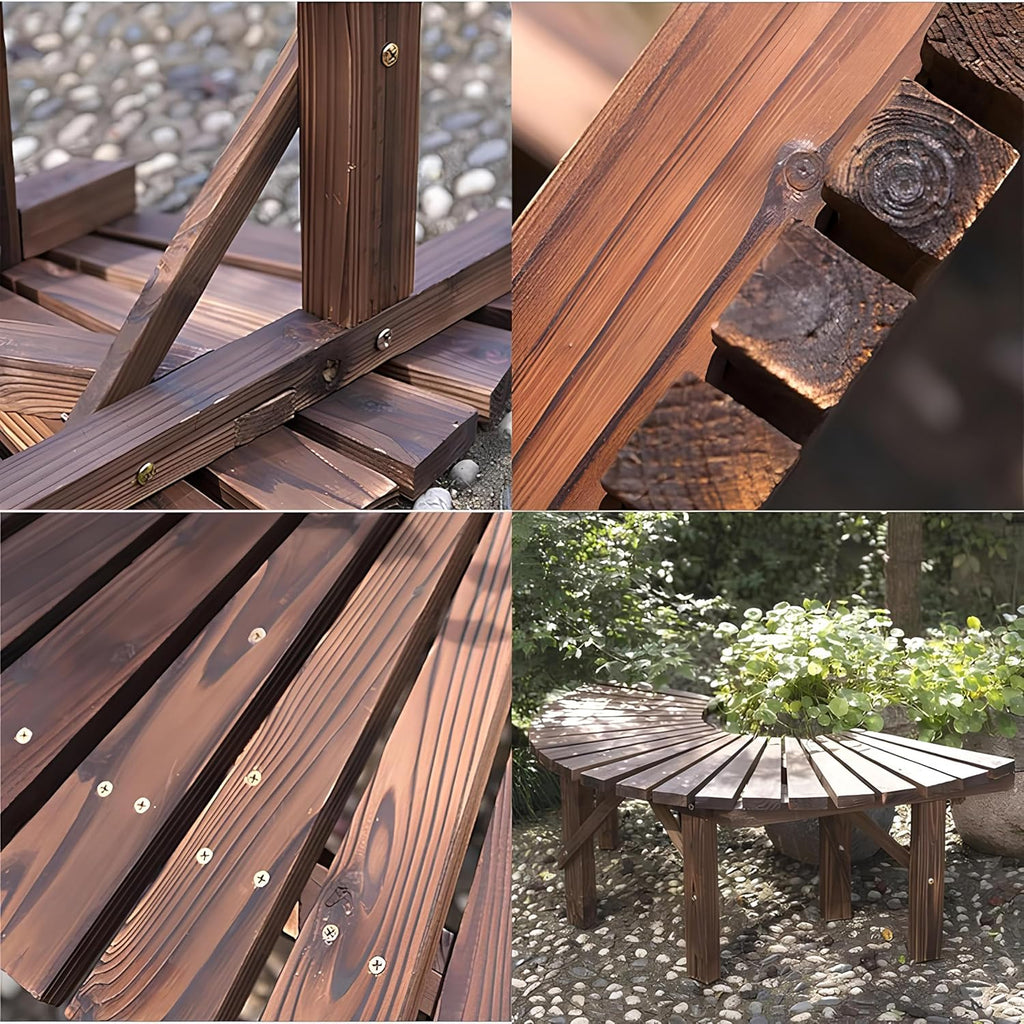 Outdoor Curved Wooden Bench for Garden Patio Lawn Y996