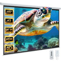 YODOLLA 100" Projector Screen Motorized 4:3, 4K HD Pull Down Retractable Projection Screens Electric Automatic Wall Ceiling Movie Screen for Office Classroom Indoor with Remotes…