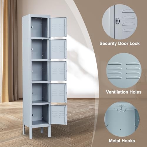 Metal Storage Locker with 3 Doors, 66" Tall Steel Cabinet D312544