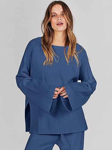 Women's 2 Piece Knit Sweater Set with Wide Leg Pants S675