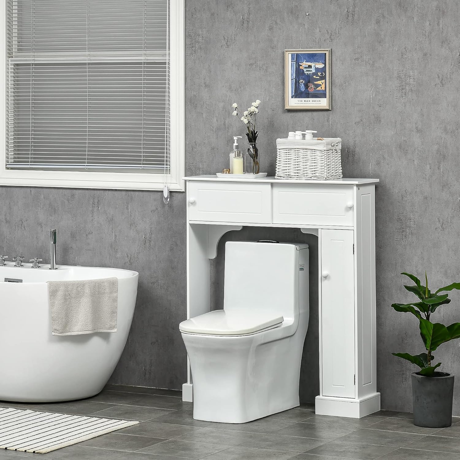 Over the Toilet Bathroom Cabinet with Adjustable Shelves, White M71106