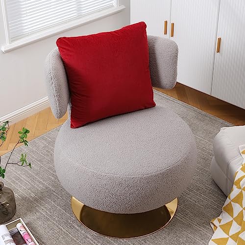 Upholstered Swivel Barrel Chair with Pillow J49225