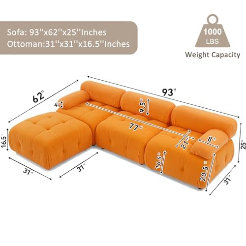 Modular Cloud Sofa Sectional with Teddy Fabric for Living Room I1976