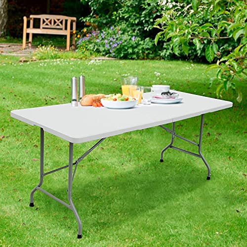 6ft Folding Table White Plastic Portable Indoor Outdoor U360682