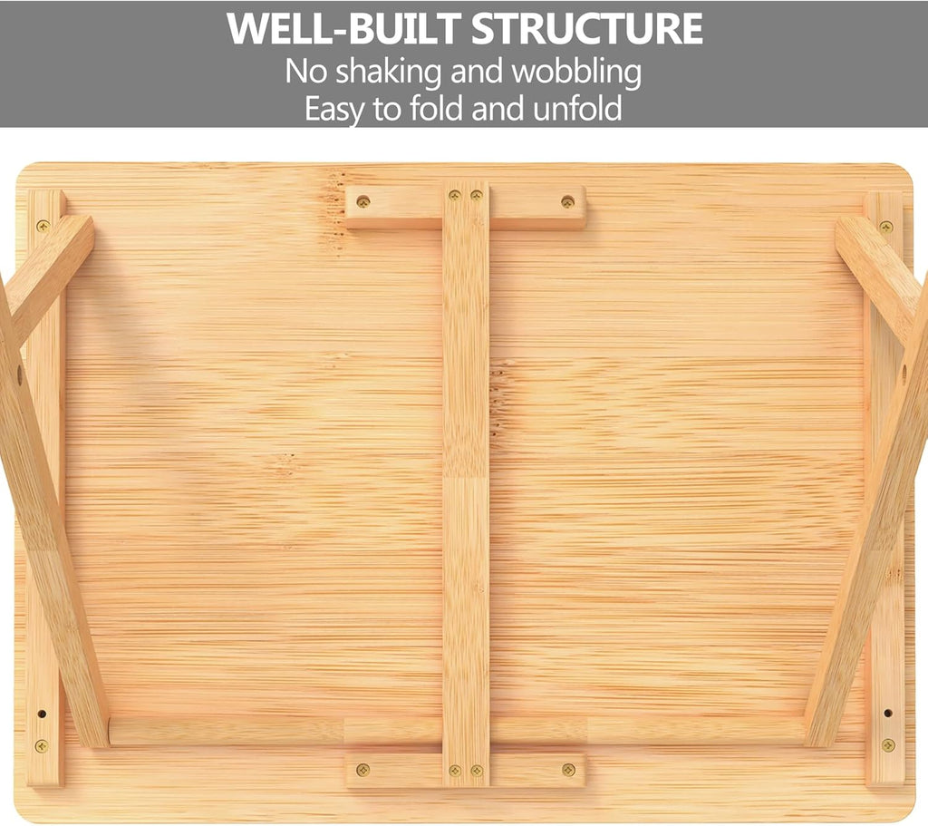 Folding TV Tray Table Set of 2, Bamboo, for Eating X1930