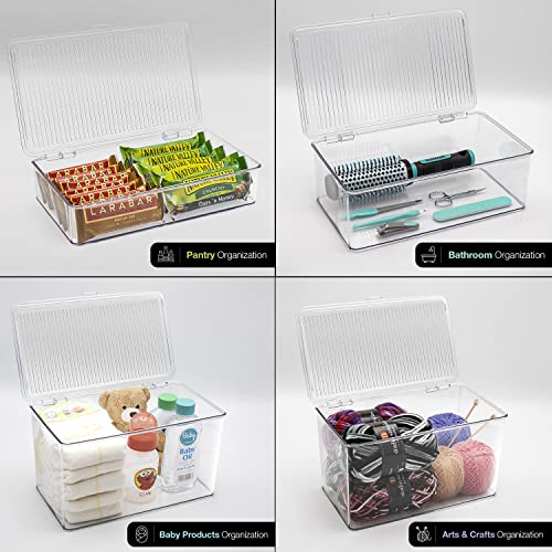 Clear Plastic Storage Bins with Lids, Stackable Fridge and Pantry Organizer T227