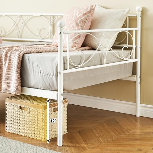Black Metal Platform Sofa Bed Frame with Casters and Headboard L295