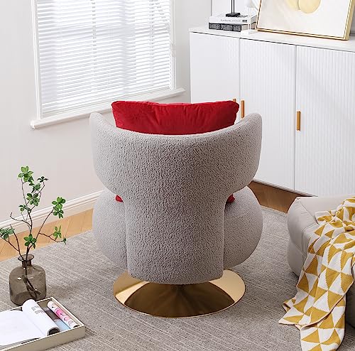 Upholstered Swivel Barrel Chair with Pillow J49225
