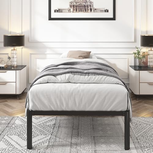Twin Size Platform Bed Frame, 18 Inch Heavy Duty Steel Frame Y17163